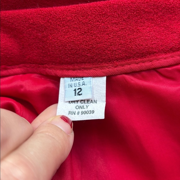Red Vintage 100% wool skirt size 12 - Picture 5 of 6